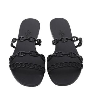 Hermès Rivage Black Rubber Sandal - 40